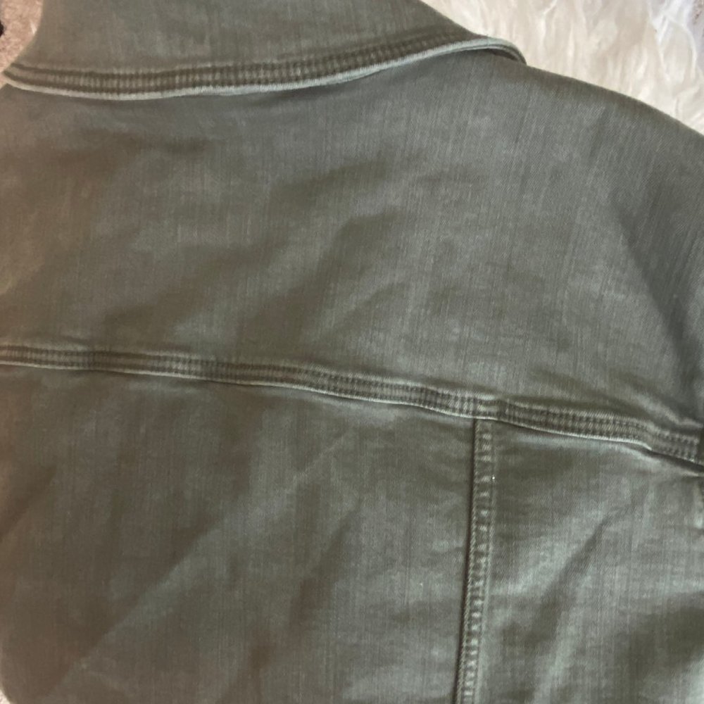 Liverpool Jeans Company Olive Green Moto-Style Jean Jacket - Picture 8 of 12